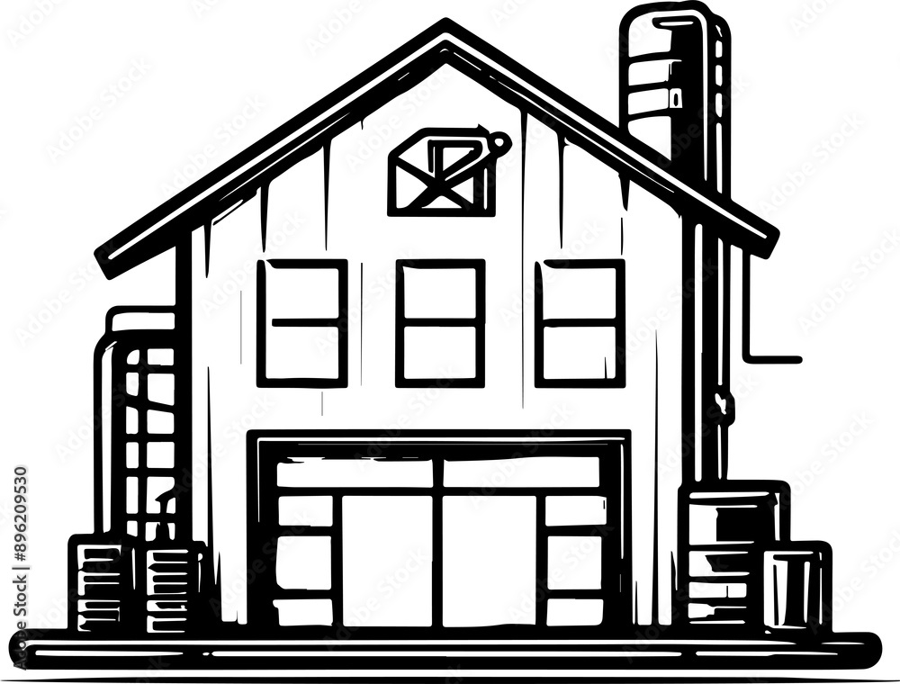Modern warehouse line art icon Modern warehouse line art icon