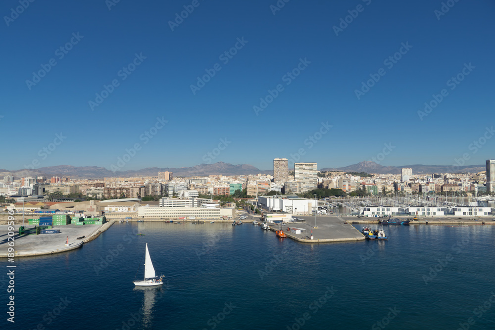 View from the sea of the beautiful coastal city of Alicante, Spain View from the sea of the beautiful coastal city of Alicante, Spain