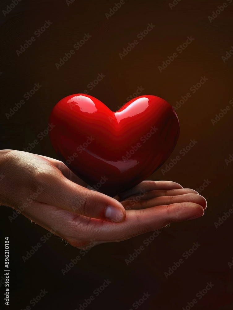 A hand holding a red heart. The heart is the main focus of the image, and it conveys a sense of love and affection A hand holding a red heart. The heart is the main focus of the image, and it conveys a sense of love and affection