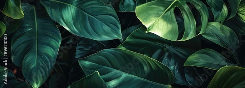 Wallpaper Mural Green Tropical Leaves Pattern Background Torontodigital.ca
