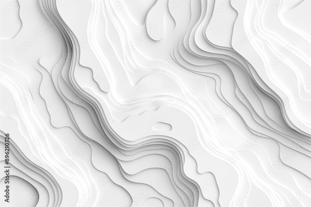 abstract wavy lines cutout paper background, geometric white wallpaper