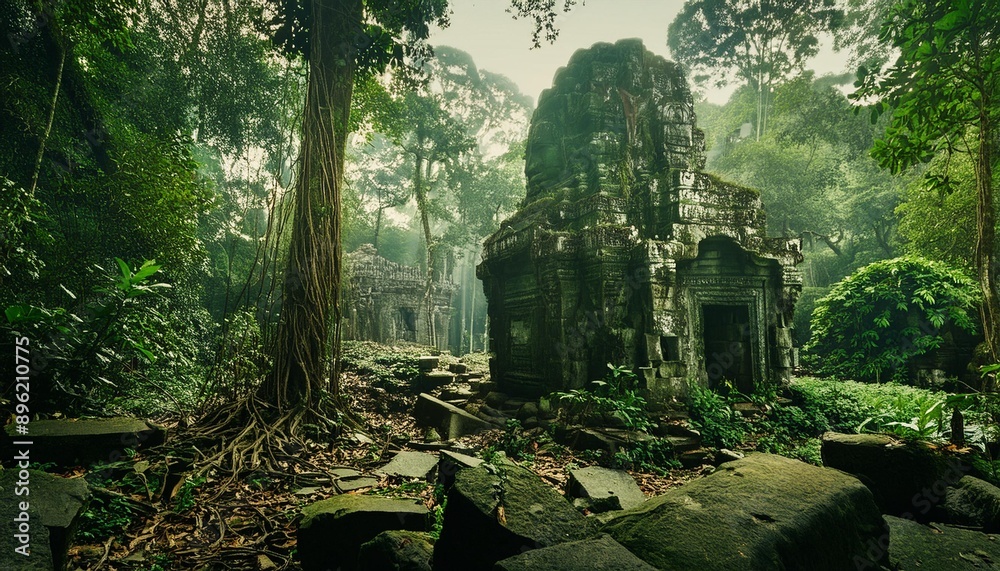 The remnants of an ancient, forgotten civilization in the middle of a dense jungle The remnants of an ancient, forgotten civilization in the middle of a dense jungle