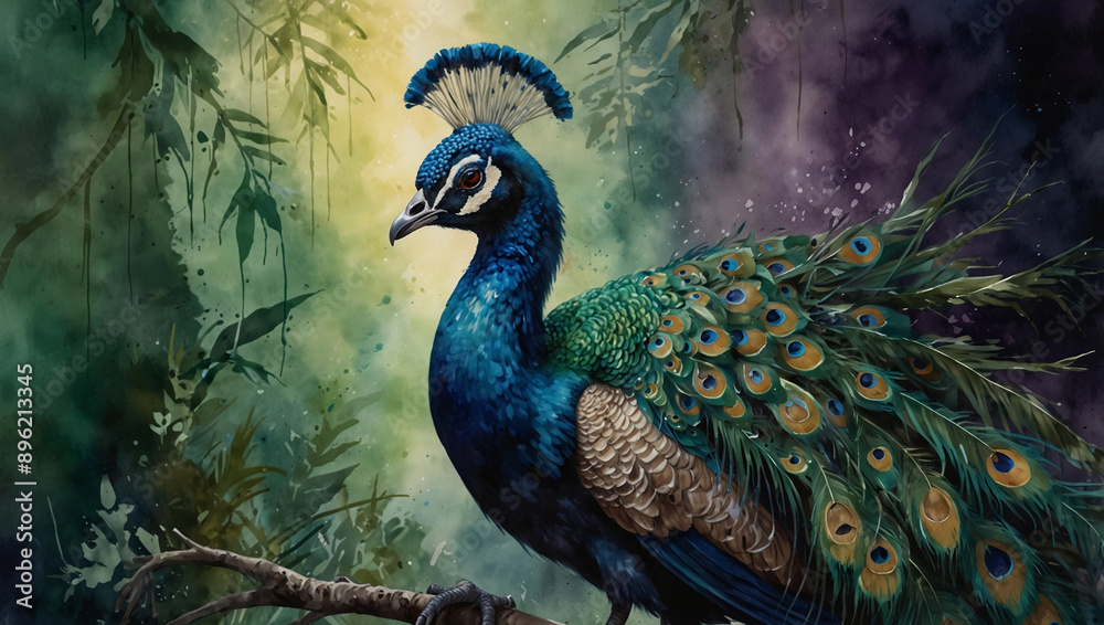 beautiful peacock in tranquil forest nature landscape wallpaper background backdrop design beautiful peacock in tranquil forest nature landscape wallpaper background backdrop design