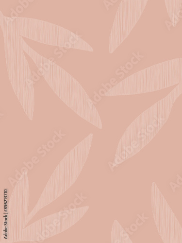 Sketched leaves pattern on a neutral light pink background