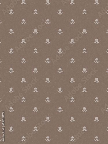 Simple elegant floral pattern on a neutral brown background