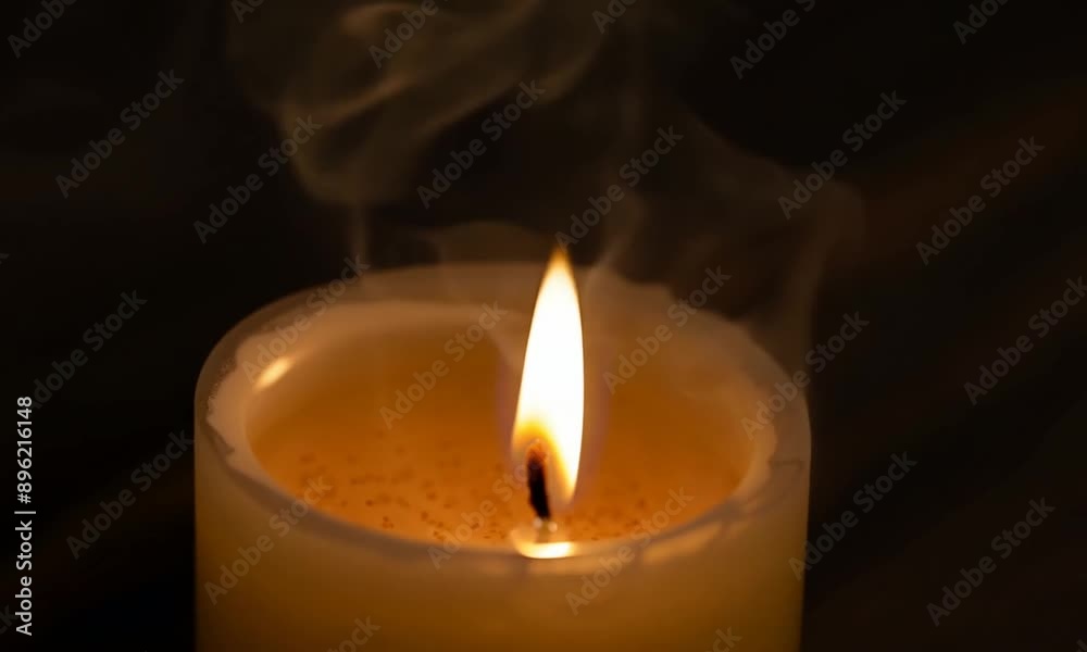 A candle flickering in the dark. 4K Video A candle flickering in the dark. 4K Video