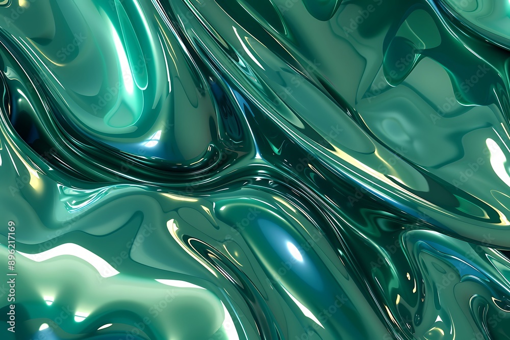 Serene abstract patterns in green and teal with metallic highlights creating a seamless background