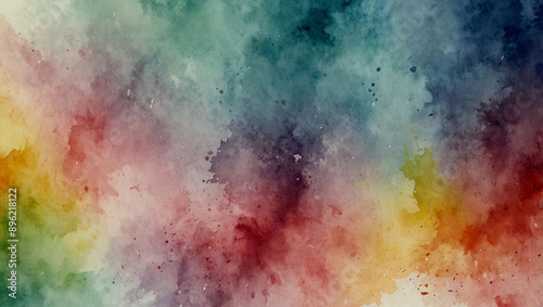 Abstract colorful watercolor background with mockup empty space for advert promotion © White_Us