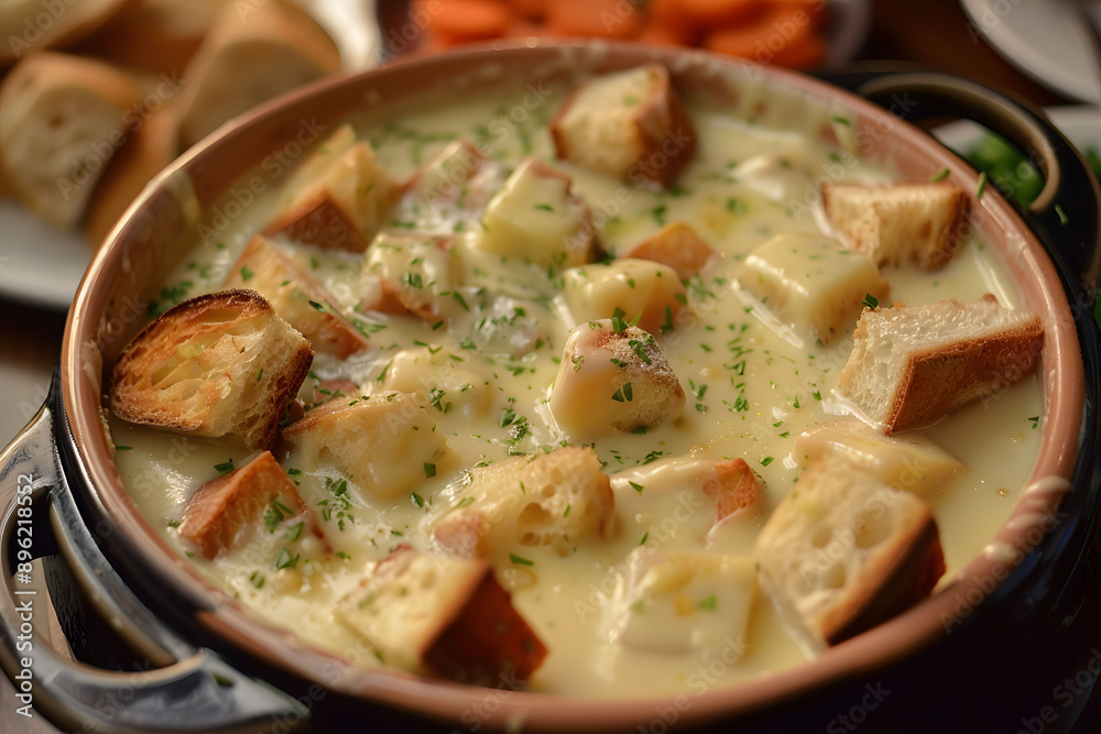 Deliciously melted cheese and bread cubes in a warm dish, perfect for a cozy meal. Ideal for comfort food lovers. Deliciously melted cheese and bread cubes in a warm dish, perfect for a cozy meal. Ideal for comfort food lovers.