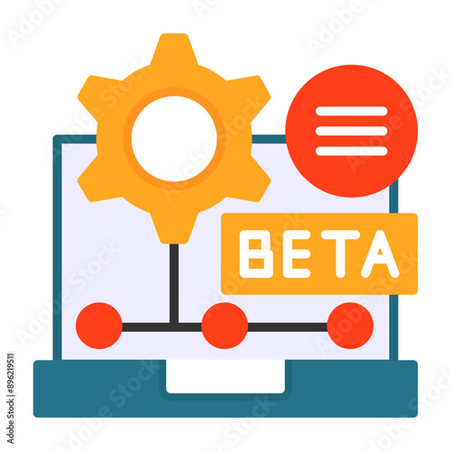 Beta Version Flat Icon – Software Release & Testing Symbol