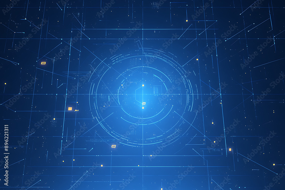 Obraz premium A binary background with dark blue and touches of neon highlights creating a technological and futuristic aesthetic