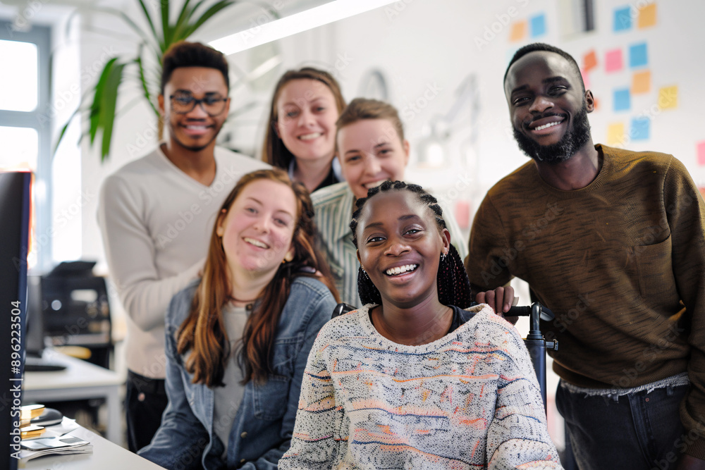 Fototapeta premium Corporate portrait of a working team with multiracial and disabled members