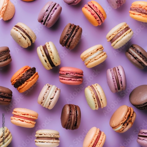 Wallpaper Mural A row of colorful macaroons with different flavors. A sweet treat, a type of almond cookie in close-up. Torontodigital.ca