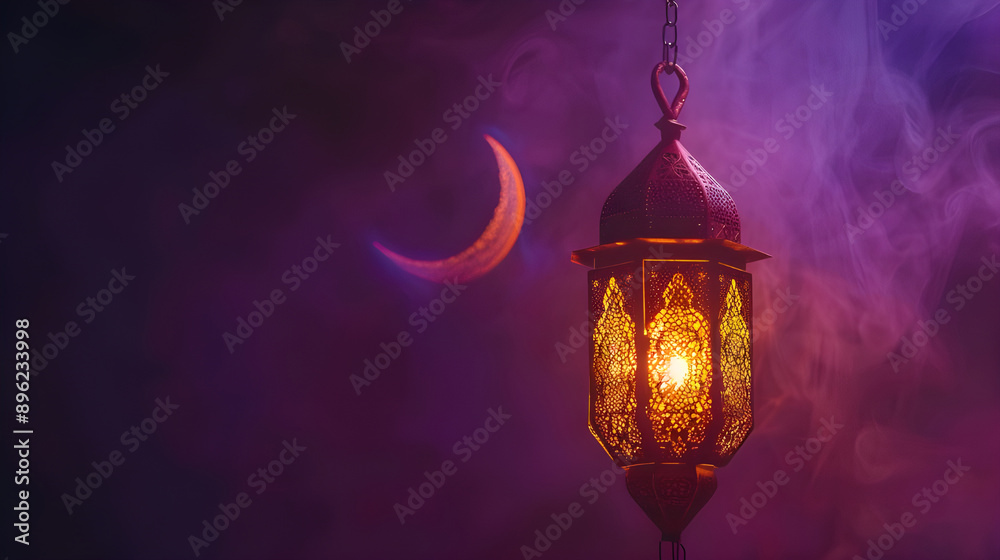 Ramadan Lantern with Crescent Moon Ramadan Lantern with Crescent Moon