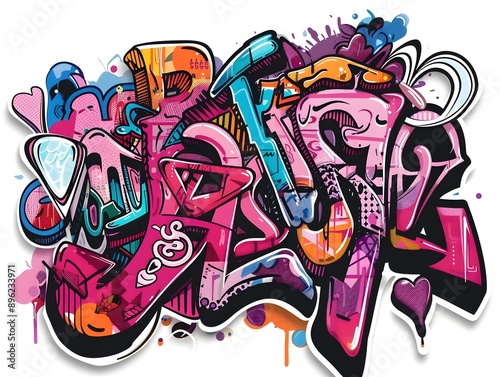 Stylish Streetwear Graffiti Sticker Design for Clothing and Decor