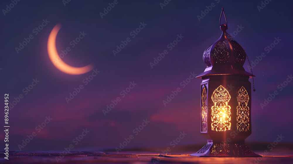 Ramadan Lantern and Crescent Moon Ramadan Lantern and Crescent Moon
