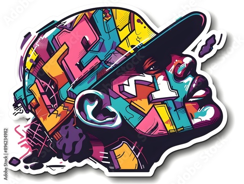 Stylish Streetwear Graffiti Sticker Design for Trendsetting Apparel and Merchandise