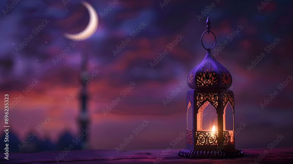 Ramadan Lantern with Crescent Moon Ramadan Lantern with Crescent Moon