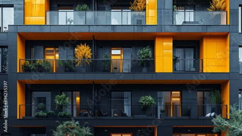 Modern low-rise house in yellow and black