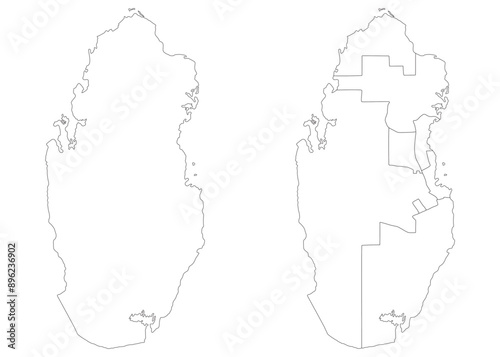 Qatar map. Map of Qatar in white set