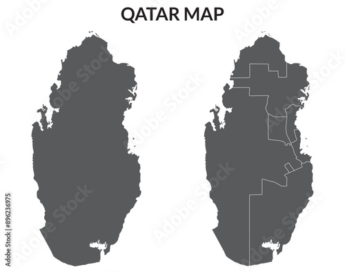 Qatar map. Map of Qatar in grey set