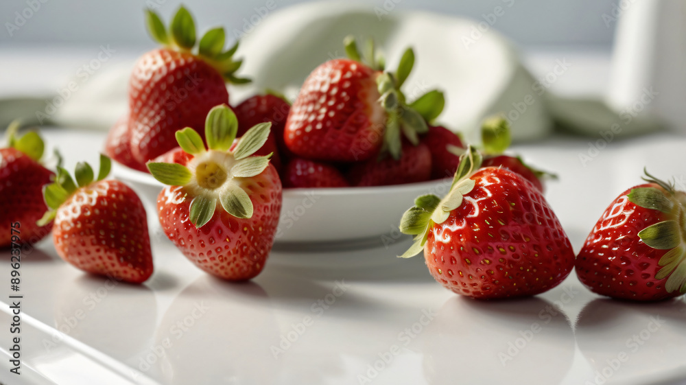 Strawberries isolated set. Collection of berries in different angles, copy space, healthy lifestyle Strawberries isolated set. Collection of berries in different angles, copy space, healthy lifestyle