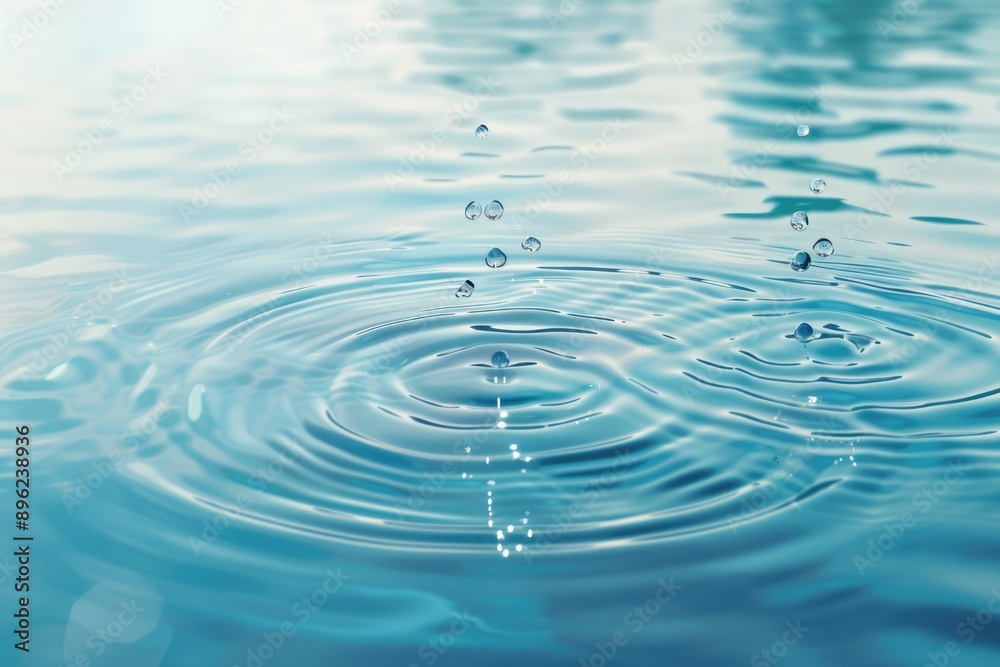 Water Droplet Splashing in Still Blue Water Water Droplet Splashing in Still Blue Water