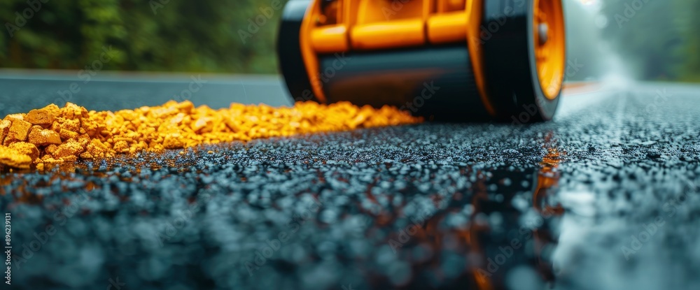 A Road Milling Machine Removing Old Asphalt, Symbolizing Renewal And Development A Road Milling Machine Removing Old Asphalt, Symbolizing Renewal And Development