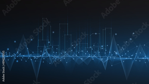 cityscape technology background concept. city space bright glowing neon, data blue line circle lights, technology Abstract, vector. city for tech, web banner, web site, communication, transformation.