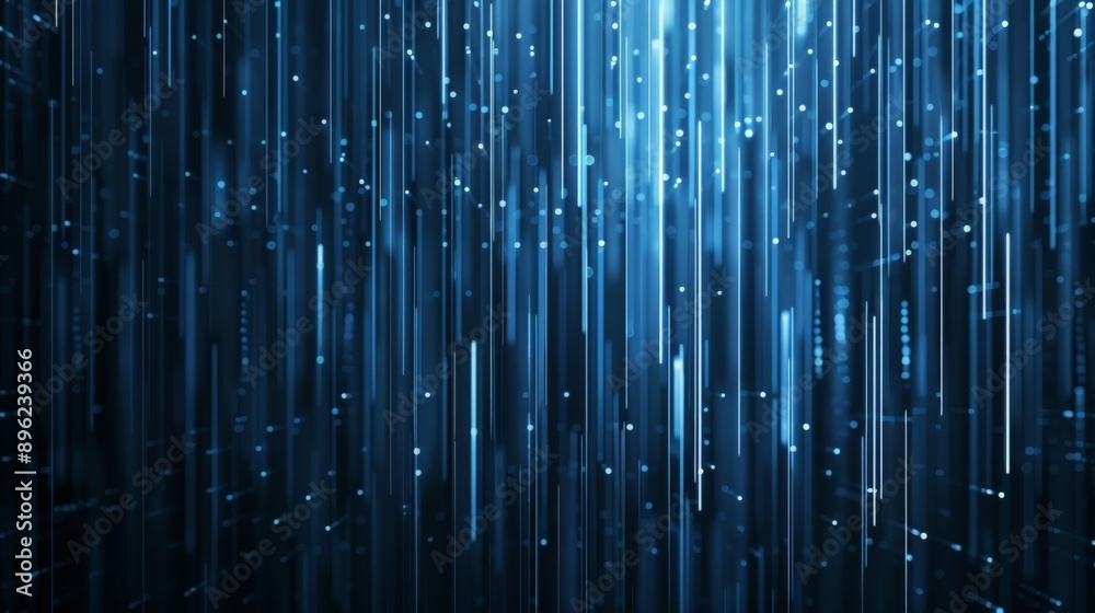 Dark blue vertical digital lines with glowing dots representing data flow. Concept of digital data and futuristic technology. Dark blue vertical digital lines with glowing dots representing data flow. Concept of digital data and futuristic technology.