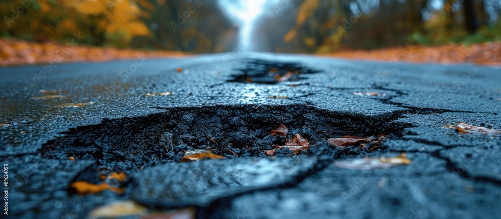 the appearance of the old, holey asphalt needs to be repaired. the appearance of the old, holey asphalt needs to be repaired.