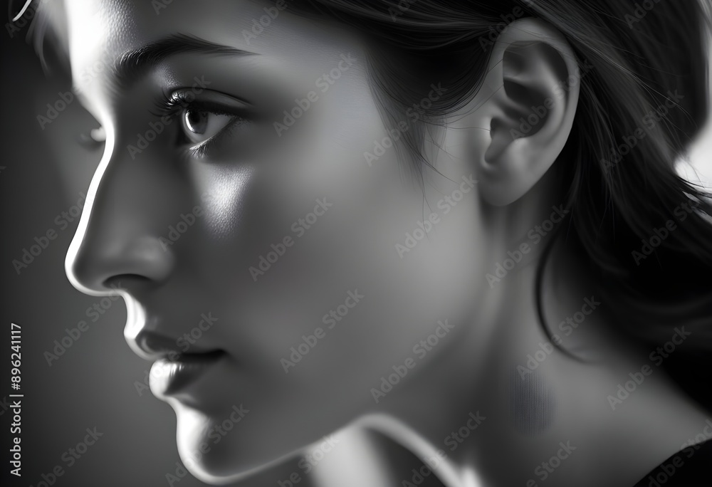 black and white portrait of a woman
in profile black and white portrait of a woman
in profile