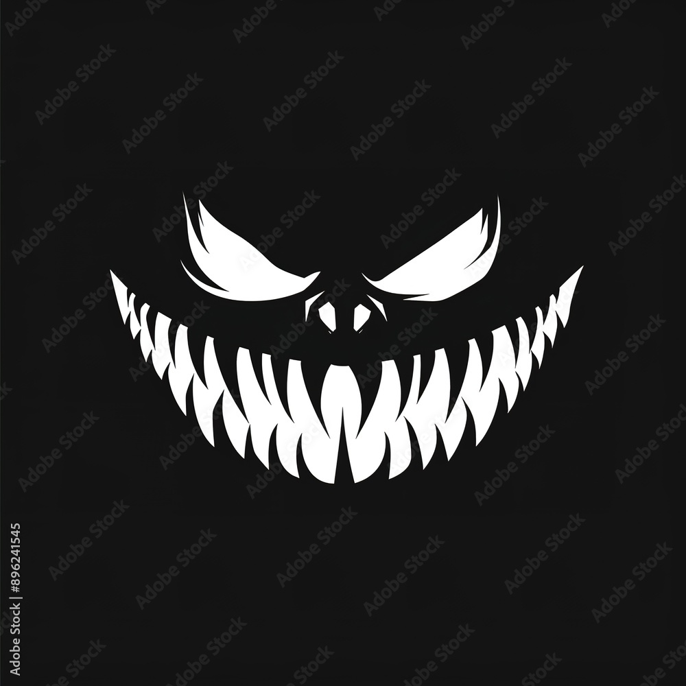 Fototapeta premium Sinister grinning face illustration for Halloween