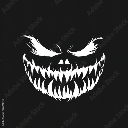 Sinister grinning face illustration for Halloween