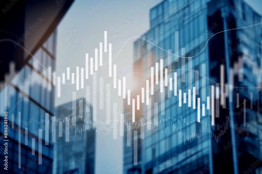 Double exposure of city skyline and datat stock market charts Double exposure of city skyline and datat stock market charts