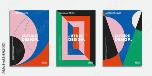 Retro geometric covers with modern gradients. Eps10 vector.
