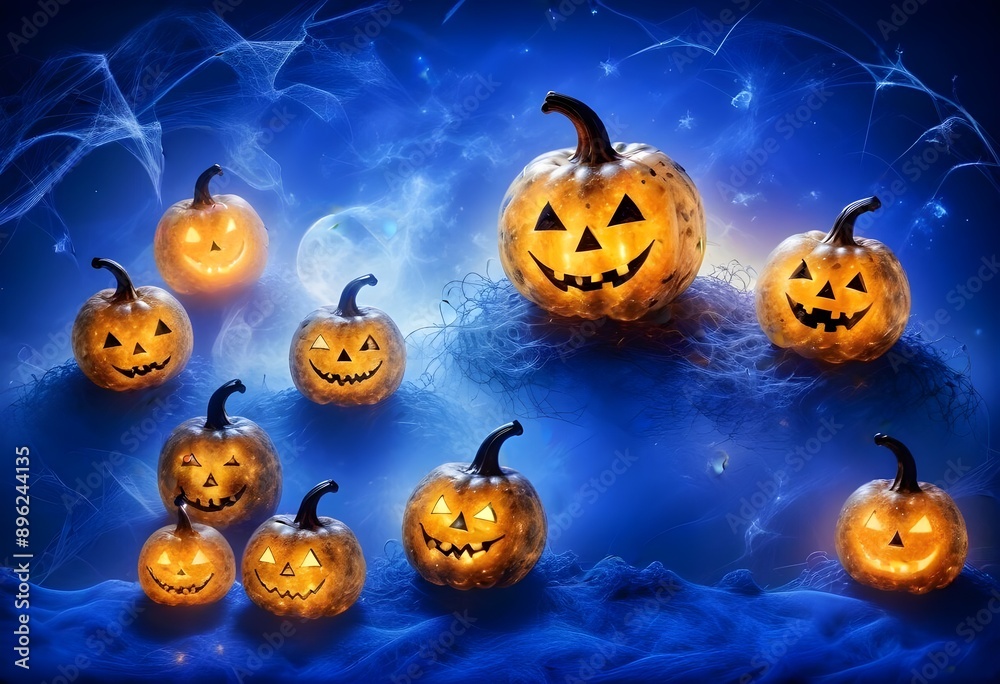 A halloween display with pumpkins and spooky decorations. A halloween display with pumpkins and spooky decorations.