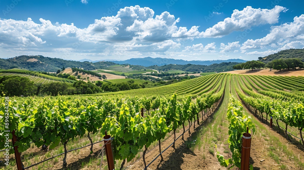 A sprawling vineyard with rows of grapevines stretching across rolling hills, showcasing the beauty and precision of viticulture. A sprawling vineyard with rows of grapevines stretching across rolling hills, showcasing the beauty and precision of viticulture.