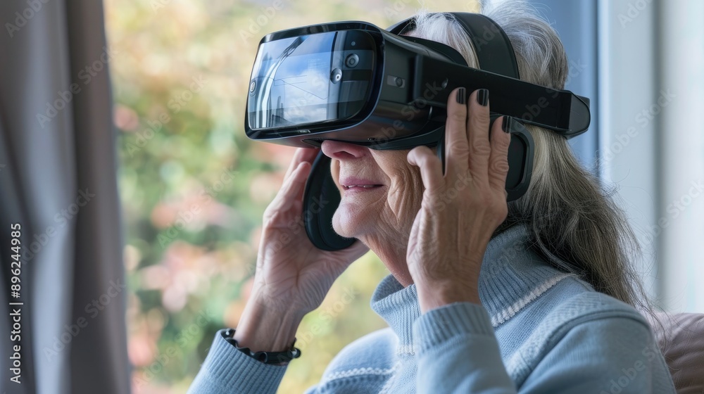 Obraz premium A virtual reality therapy program helping patients overcome phobias and manage stress through immersive experiences.