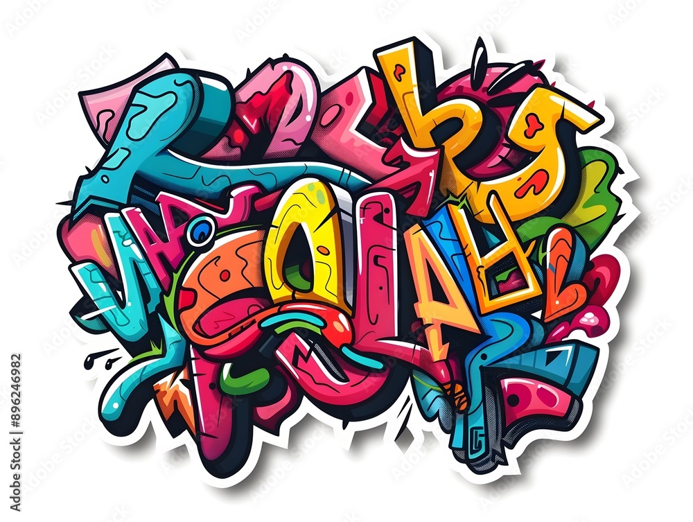 Vibrant Streetwear Graffiti Sticker Design for Shirt and Apparel Graphics Vibrant Streetwear Graffiti Sticker Design for Shirt and Apparel Graphics