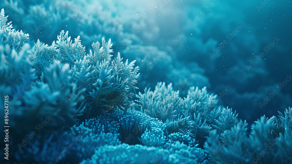 Abstract Frosty Coral Garden: Ethereal Blue Background for Wallart and Wallpaper Designs Abstract Frosty Coral Garden: Ethereal Blue Background for Wallart and Wallpaper Designs
