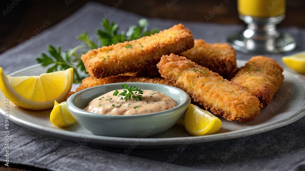 Crispy Fried Fish served with lemon and sauce Crispy Fried Fish served with lemon and sauce