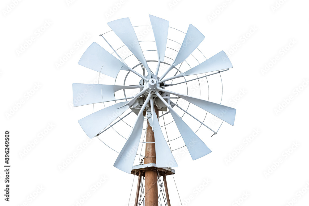Closeup of a wind turbine with white blades Closeup of a wind turbine with white blades