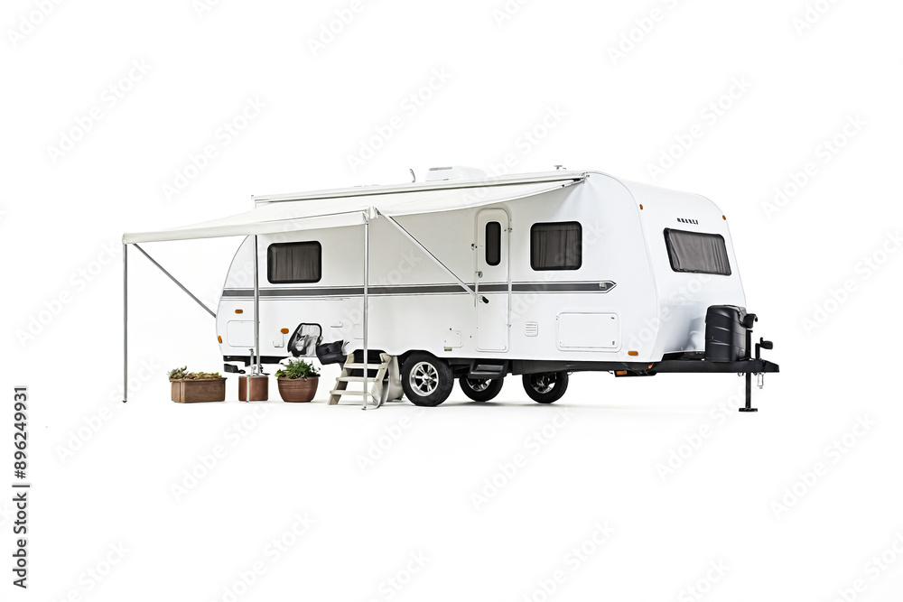White Travel Trailer with Awning White Travel Trailer with Awning