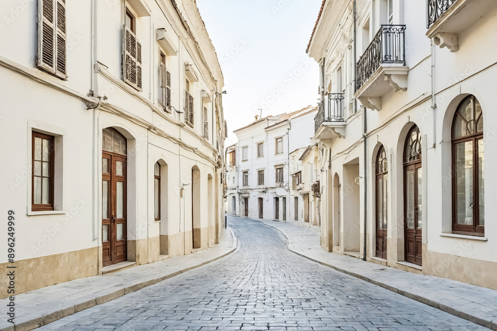 Narrow cobblestone street in a European town Narrow cobblestone street in a European town