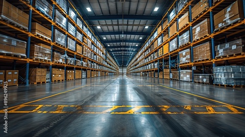 Warehouse Interior with Storage Shelves