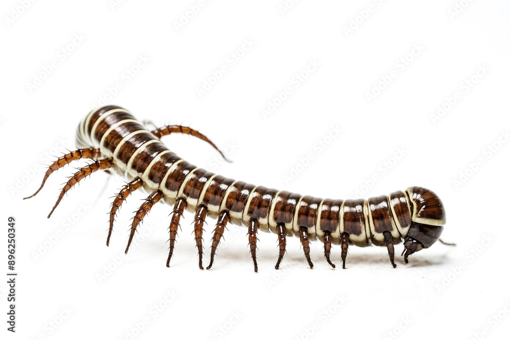 Fototapeta premium Closeup of a Millipede on White Background