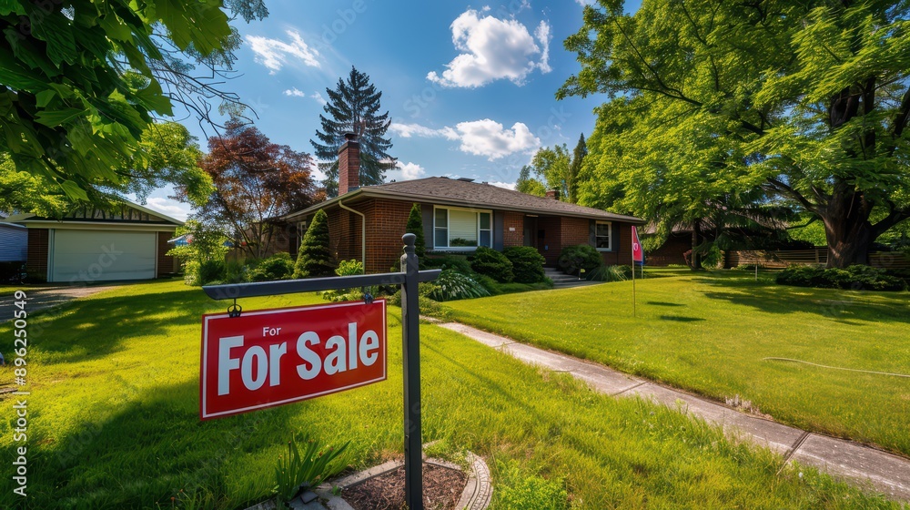 custom made wallpaper toronto digitalA bright photograph of a "For Sale" sign in front of a charming suburban home