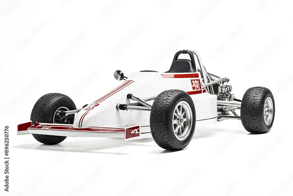 White Race Car with Red Stripes White Race Car with Red Stripes