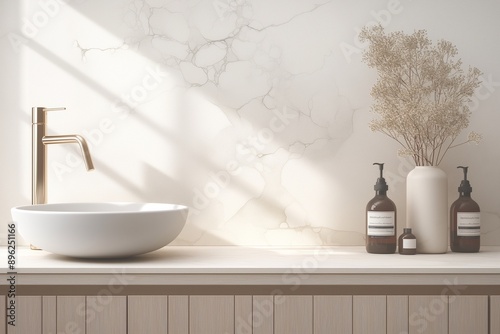 modern bowl washbasin  in bathroom on panel wall for luxury beauty in bathroom